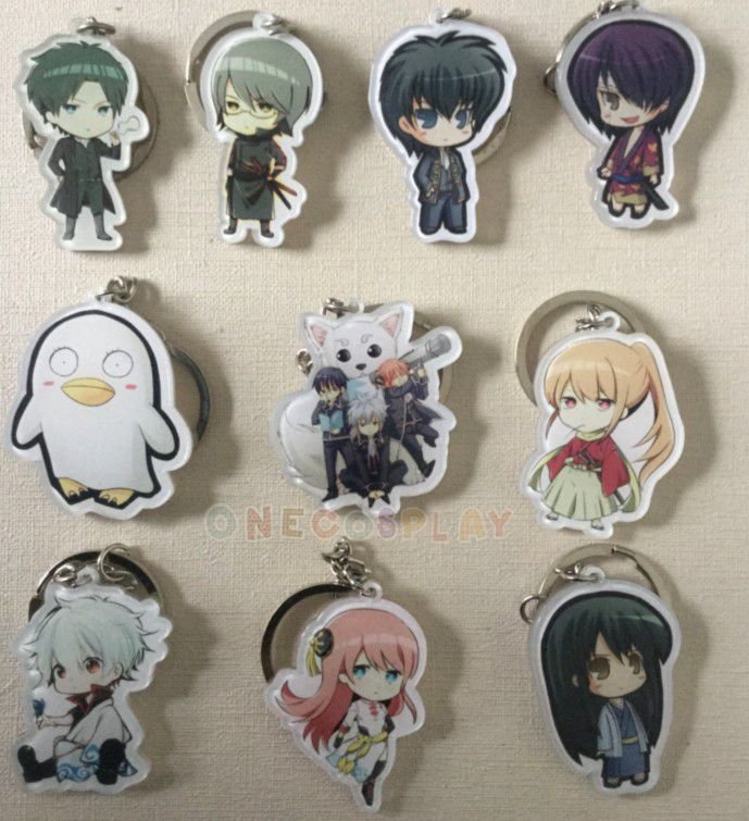 GINTAMA Cosplay Props Key Chains Sakata Gintoki Pendants Kagura Charm Shimura Shinpachi Keychains