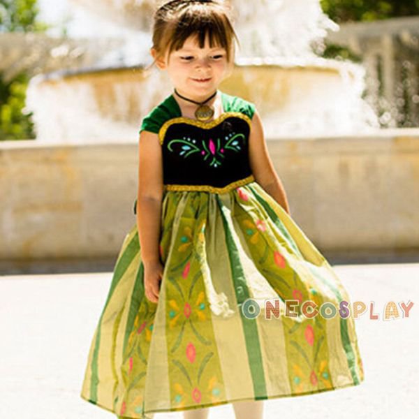 Exquisite Princess Dresses Anna Cosplay Costume Dress Children Costume Fairy Tales Princess Dress