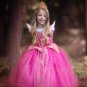 Kids Princess Party Dress Princess Aurora Dress Sleeping Beauty Cosplay Costume Pink