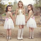 Girl Dress Sequins Party Gown Mini Ball Formal Love Backless Princess Bow Backless Gown Dress Gir