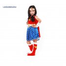 2017 Super Girl Ladies Wonder Woman Kids Cosplay Dress Children Halloween Party Fancy Costumes L