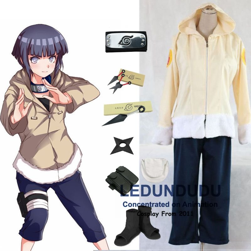 Ainme Naruto Cosplay Clothes Hyuuga Hinata 1st Cosplay Costume and Accessories Set