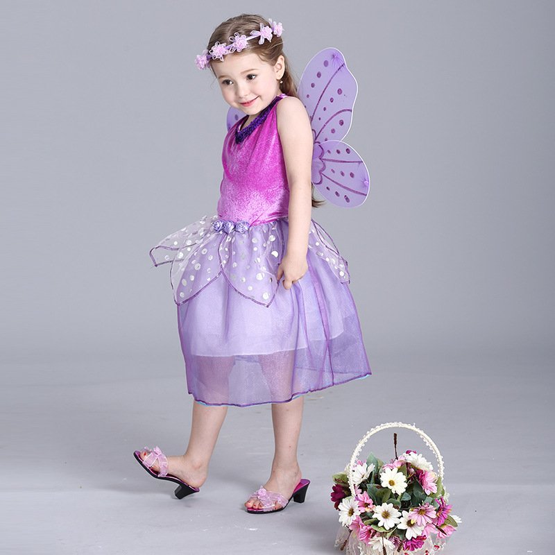 Purple Princess Dress For Girls With Crown & Wand - Fairy Tale Costume For Birthday, Wedding, Party Or Cosplay - View #4