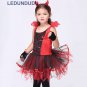 Kids Little Devil Halloween Cosplay Costume Girls Red Horror Phantom Cosplay Dress with Tail