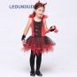 Kids Little Devil Halloween Cosplay Costume Girls Red Horror Phantom Cosplay Dress with Tail