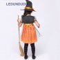 Children Halloween Party Clothes Magic Witch Dance Cosplay Costume Girls Pumpkin Dress with Hat