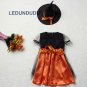 Children Halloween Party Clothes Magic Witch Dance Cosplay Costume Girls Pumpkin Dress with Hat