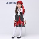 Kids Pirate Cosplay Costume Set Girls Halloween Party Dress + Kerchief