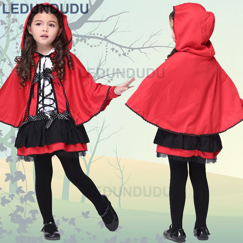 Kids Red Riding Hood Cosplay Costumes Girls Princess Dress Halloween Party Fancy Suit Clothes