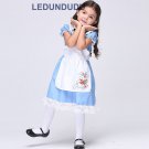 Kids Alice In Wonderland Cosplay Costumes Girls Princess Dress Children Blue Maid Clothes