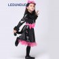 Anime Cat Cosplay Costumes For Children Girls Halloween Party Fancy Suit Kids Black Dress with Tail