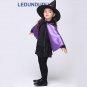 Kids Witch Cosplay Costume with Hat Children Halloween Party Clothes Girls Purple Witch Cape
