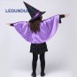 Kids Witch Cosplay Costume with Hat Children Halloween Party Clothes Girls Purple Witch Cape