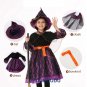 Kids Witch Cosplay Costume Girls Black Magic Witch Lace Dress Children Halloween Party Clothes