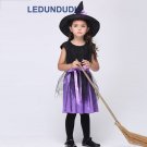 Kids Purple Witch Cosplay Costume Children Halloween Party Holiday Clothes Girls Witch Cosplay Dress