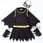 Kids Superhero Batman Cosplay Costume Girls Black Dress Cape Set Children Halloween Party Clothes
