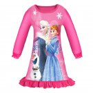 Snow Queen Princess Kids Anna Children Sleepwear Pajamas Dress Rose