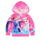 Snow Queen Princess Kids Elsa Children Coat Cartoon Hooded Spring Autumn Outerwear Rose