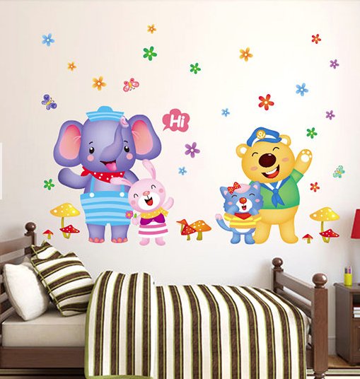 children animals wall sticker