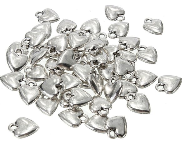 50pcs heart shape jewelry charms