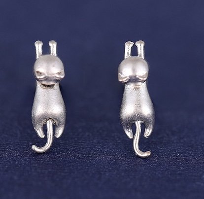 925 sterling silver  cat earring