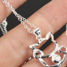 silver plated cat pendant necklace