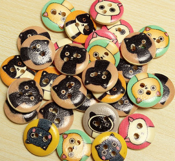 80pcs wooden animals buttons