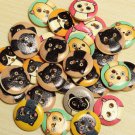 80pcs wooden animals buttons