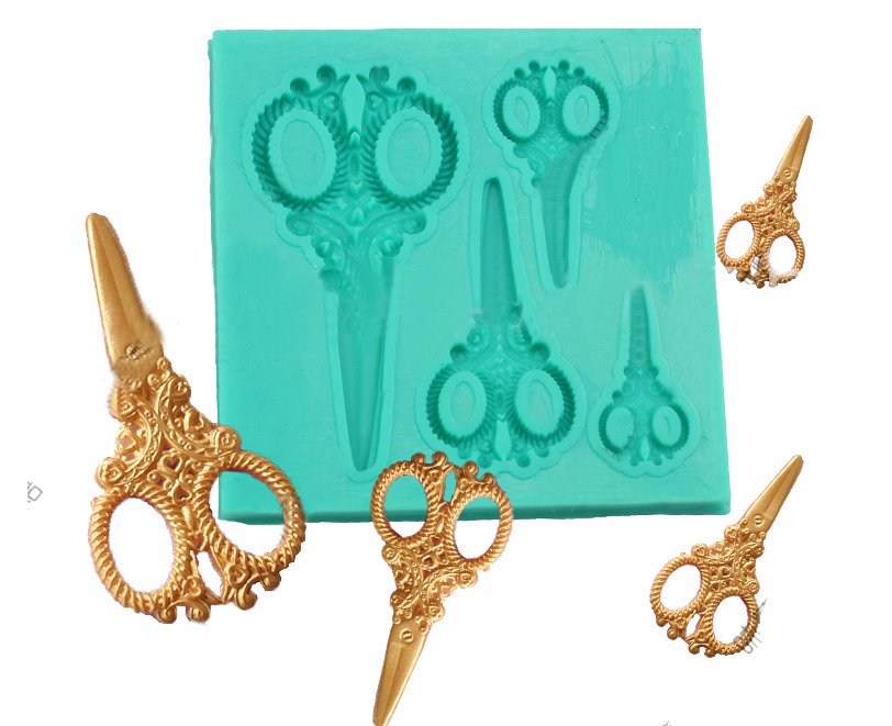 fashion women shape cookie cake SCISSORS silicone mold