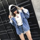 women denim patchwork Hoodies jacket