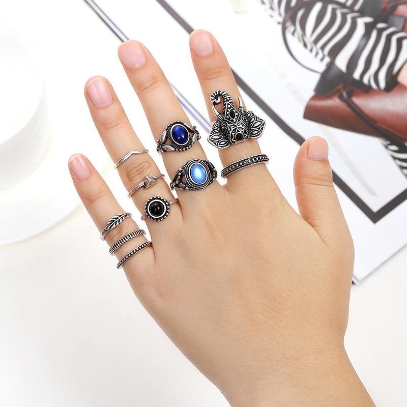 10pc silver plated rings