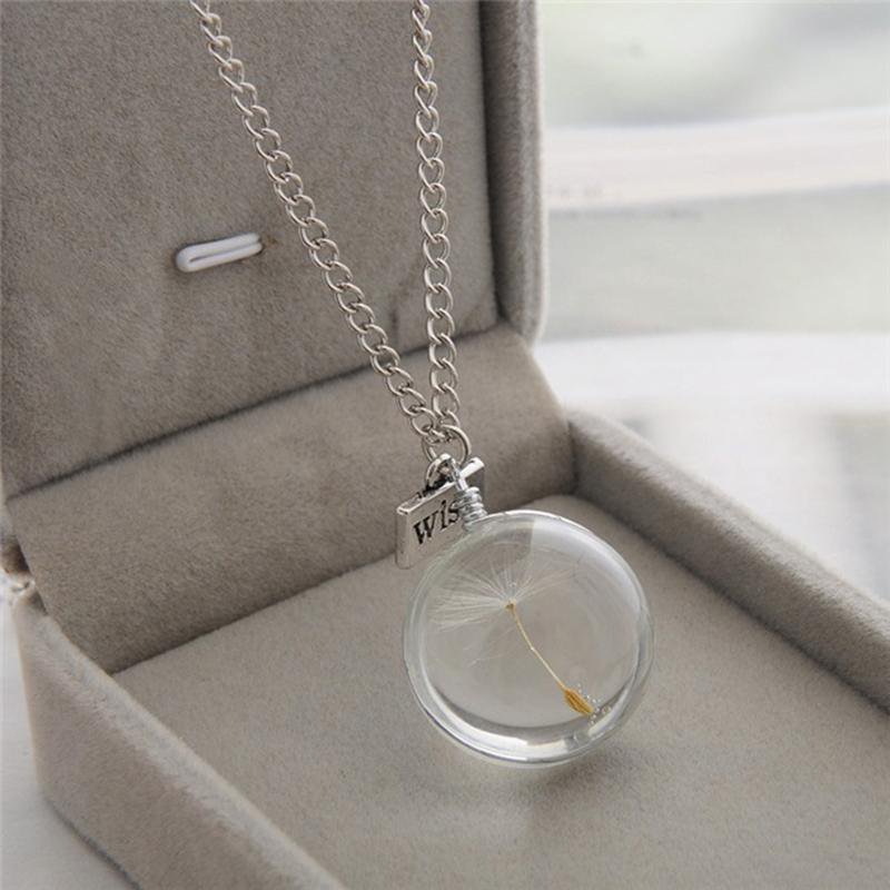 silver glass pendant necklace