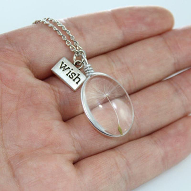 silver glass pendant necklace