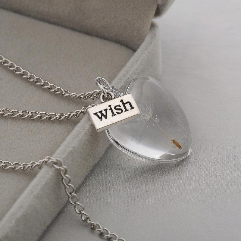 silver glass pendant necklace
