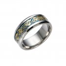 men gold & blue ring stainless steel