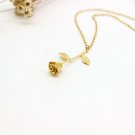 gold plated rose flower necklace