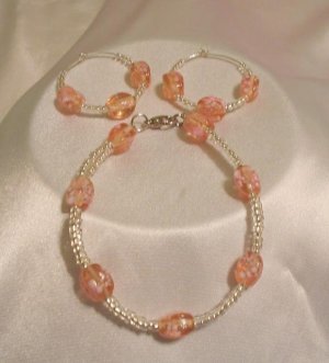 PINK AND SILVER BRACELET AND EARRINGS