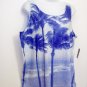J Jill Sz XL Island Paradise Tank Top Blue Tropical Palm Beach NEW Cami Shell