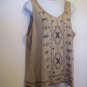 J Jill Tank Top XL Beige Tan Cashew Aztec Embroidery NEW Sleeveless Cami Shell