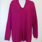 Coldwater Creek Sweater Sz 2X Red Magenta Pullover Cable Knit NEW Shawl Collar