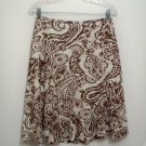 Gap Skirt Sz 2 Beige Brown Floral Print Ruffle Flounce Flare Hemline Cotton