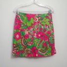 Pappagallo 10P Skort Golf Skirt with Shorts Bright Pink Green Floral Hibiscus