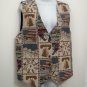 JK America Vest Sz L 14 16 Blue Patriotic USA Flag Woven Tapestry Sleeveless