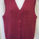 Maine Country Store Sweater Vest Sz M Cable Knit Mauve Red Deep Dark Pink V-Neck