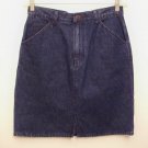 Real Comforts Denim Skirt Sz 10 Straight Pencil Navy Blue Jean Prewashed Cotton