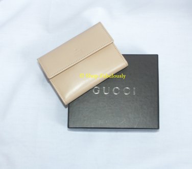 Authentic GUCCI Light Tan Leather Classic Compact Business Card Case NEW in Box - FREE US Shipping