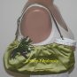 Authentic PRADA Green Silk Satin Leather Flowers Evening Bag Purse Clutch RARE - FREE US Shipping