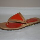 New Authentic KATE SPADE Orange Tan Classic RIPPLE Leather Slides Thong Sandals Shoes 5 35 FREE Ship