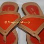 New Authentic KATE SPADE Orange Tan Classic RIPPLE Leather Slides Thong Sandals Shoes 5 35 FREE Ship