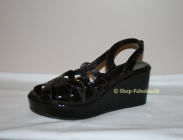 New Authentic CORDANI Brown Patent Leather CUT-OUT Sandals Shoes Platform Wedges 35 5 - FREE US Ship